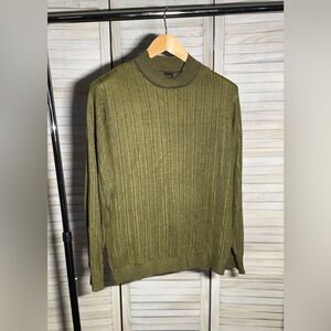 RUC Tussah Silk TALLIA Olive Crewneck Sweater for Men